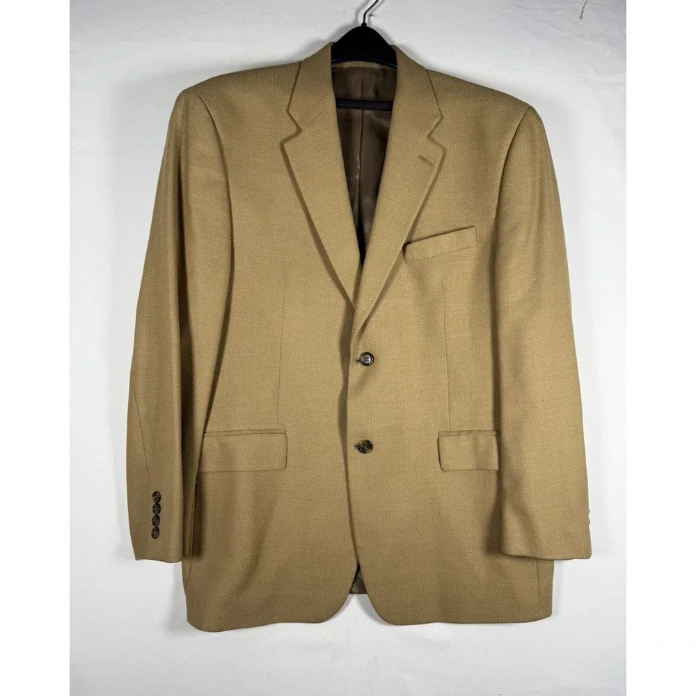 Ralph Lauren Blue Label 44L Camel Cashmere Wool Blazer Sports Coat Herringbone